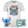 FUNKO Disney Lilo & Stitch - POP! & T-Shirt Figurine Stitch With Ukulele Flocked Special Edition PRÉCOMMANDE