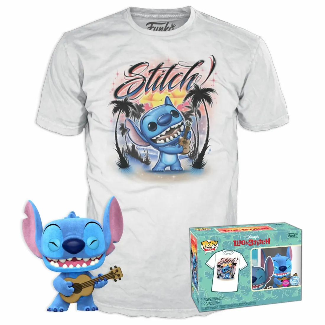 FUNKO Disney Lilo & Stitch - POP! & T-Shirt Figurine Stitch With Ukulele Flocked Special Edition PRÉCOMMANDE 1 FUNKO Disney Lilo & Stitch - POP! & T-Shirt Figurine Stitch With Ukulele Flocked Special Edition PRÉCOMMANDE